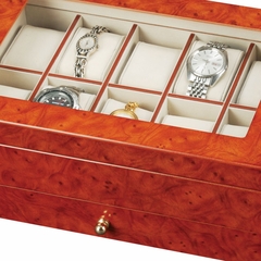 Watch Box in Burlwood Oak - Peyton - Jewelry Boxes by Mele - 0068111