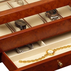 Watch Box in Burlwood Oak - Peyton - Jewelry Boxes by Mele - 0068111