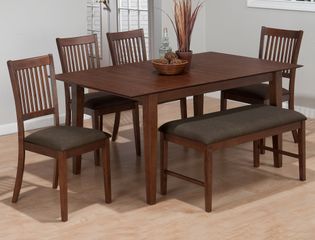 Wayland Brown Ash 6-Piece Rectangular Dining Set with Bench - 493-66
