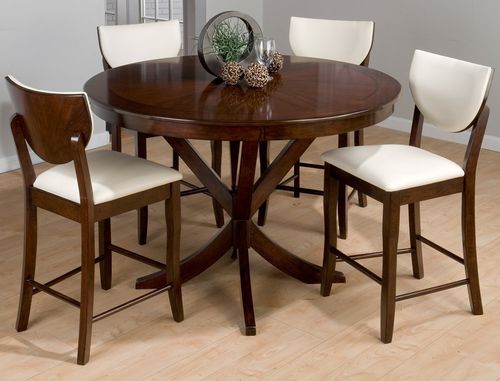 Webber Satin Walnut 5-Piece Counter Height Table & Stool Set - 433-54
