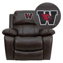 Wesleyan University Cardinals Embroidered Brown Leather Rocker Recliner  - MEN-DA3439-91-BRN-41112-EMB-GG