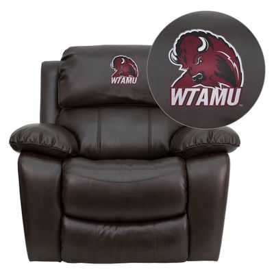 West Texas A&M University Buffaloes Embroidered Brown Leather Rocker Recliner  - MEN-DA3439-91-BRN-41113-EMB-GG