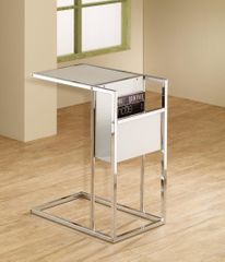 White & Chrome Snack Table with Magazine Rack - 901013
