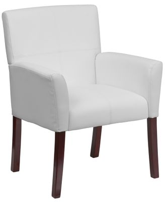 White Leather Executive Side Chair or Reception Chair - BT-353-WH-GG
