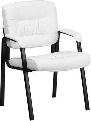 White Leather Guest / Reception Chair - BT-1404-WH-GG