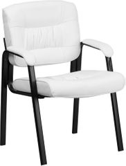 White Leather Guest / Reception Chair - BT-1404-WH-GG