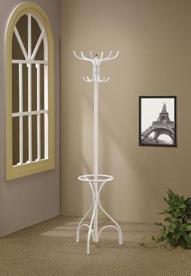 White Metal Coat Rack with Umbrella Holder - 900822