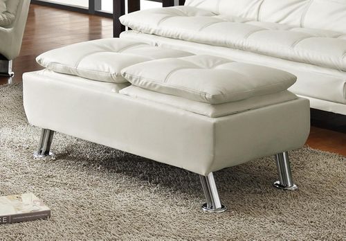 White Storage Ottoman with Chrome Legs - 300293
