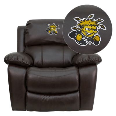 Wichita State University Shockers Leather Rocker Recliner - MEN-DA3439-91-BRN-45030-EMB-GG