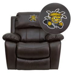 Wichita State University Shockers Leather Rocker Recliner - MEN-DA3439-91-BRN-45030-EMB-GG