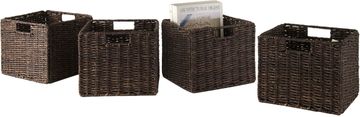 Winsome Granville Foldable 4 Pc Small Corn Husk Baskets, Chocolate