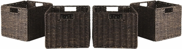 Winsome Granville Foldable 4 Pc Small Corn Husk Baskets, Chocolate