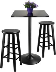 Winsome Obsidian 3-Pc Pub Table with 24" Stools