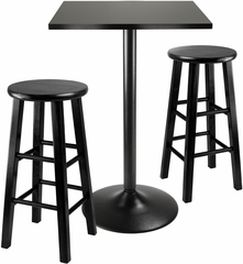Winsome Obsidian 3-Pc Pub Table with 24" Stools