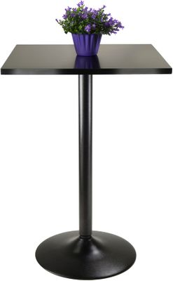 Winsome Square Black Pub Table Top w/ Black Leg & Base