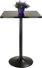 Winsome Square Black Pub Table Top w/ Black Leg & Base