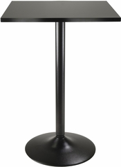 Winsome Square Black Pub Table Top w/ Black Leg & Base