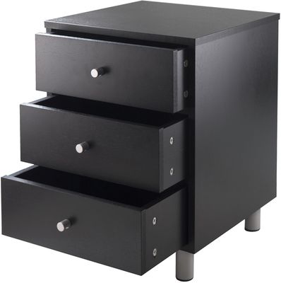 Winsome Wood Daniel Accent Table with Three Drawers, Black Finish