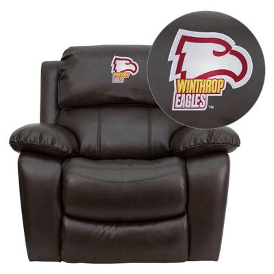 Winthrop University Eagles Leather Rocker Recliner - MEN-DA3439-91-BRN-45031-EMB-GG