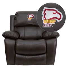 Winthrop University Eagles Leather Rocker Recliner - MEN-DA3439-91-BRN-45031-EMB-GG