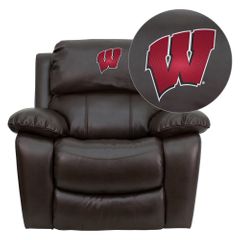 Wisconsin Badgers Embroidered Brown Leather Rocker Recliner  - MEN-DA3439-91-BRN-40033-EMB-GG