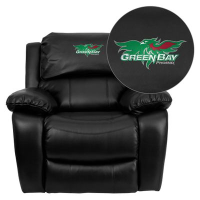 Wisconsin - Green Bay Phoenix Embroidered Black Leather Rocker Recliner  - MEN-DA3439-91-BK-45027-EMB-GG