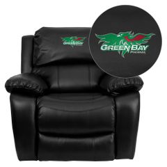 Wisconsin - Green Bay Phoenix Embroidered Black Leather Rocker Recliner  - MEN-DA3439-91-BK-45027-EMB-GG