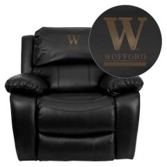 Wofford College Terrier Leather Rocker Recliner - MEN-DA3439-91-BK-45032-EMB-GG