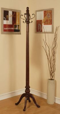 Wood Coat Rack with Antique Brass Hooks - 900764