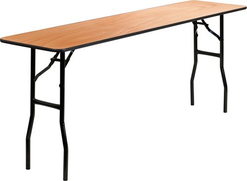 Wood Folding Table with Clear Coated Finished Top - YT-WTFT18X72-TBL-GG