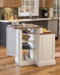 Woodbridge Two Tier Kitchen Island with Two Bar Stools in White / Oak - Home Styles - 5010-948