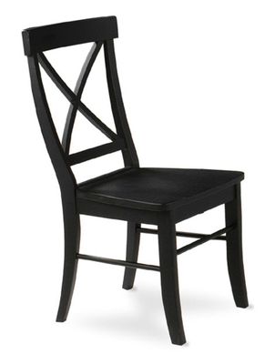 X-Back Chair with Solid Wood Seat (Set of 2) in Black - C46-613P