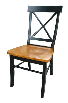 X-Back Chair with Solid Wood Seat (Set of 2) in Black / Cherry - C57-613P