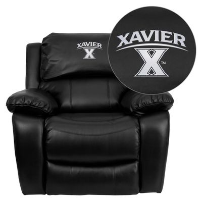 Xavier University Crusaders Leather Rocker Recliner - MEN-DA3439-91-BK-45033-EMB-GG
