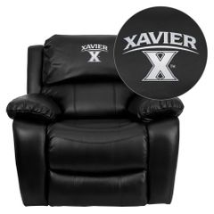 Xavier University Crusaders Leather Rocker Recliner - MEN-DA3439-91-BK-45033-EMB-GG