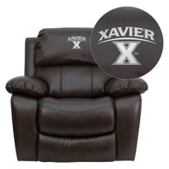 Xavier University Crusaders Leather Rocker Recliner - MEN-DA3439-91-BRN-45033-EMB-GG