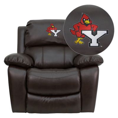 York College Cardinals Embroidered Brown Leather Rocker Recliner  - MEN-DA3439-91-BRN-41114-EMB-GG