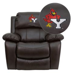York College Cardinals Embroidered Brown Leather Rocker Recliner  - MEN-DA3439-91-BRN-41114-EMB-GG