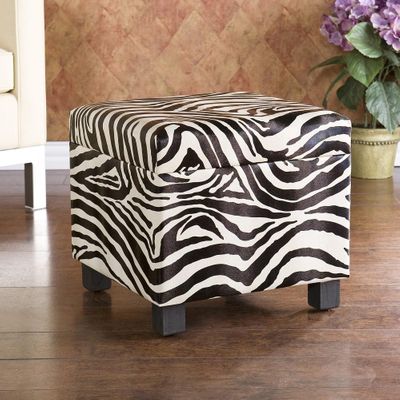 SEI Zebra Faux Leather Storage Ottoman