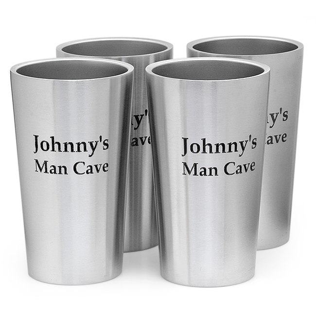 Personalized Stainless Steel Beer Mug Set of 4 Executive Gift Shoppe