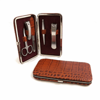 5 Piece Croco Leather Manicure Set