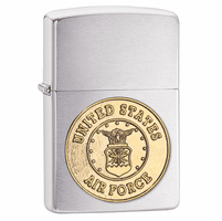 Air Force Crest Emblem Brushed Chrome Zippo Lighter - ID# 280AFC