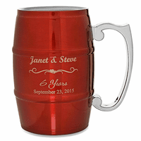 Anniversary Gifts  Steel Barrel Beer Mug - Red