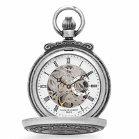 Antique Silver Vintage Mechanical Charles Hubert Pocket Watch & Chain #3867-S