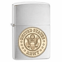 Army Emblem Brushed Chrome Zippo Lighter - ID# 280ARM