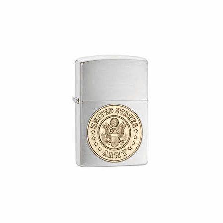 Army Emblem Brushed Chrome Zippo Lighter - ID# 280ARM