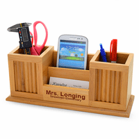 Bamboo Twin Pencil Cup Desktop Organizer - Discontinued