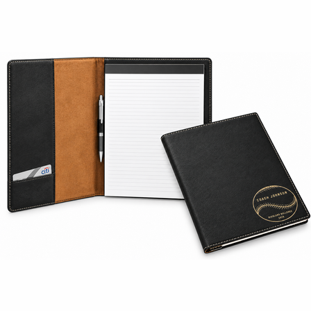 Baseball Coach's Personalized Black Leatherette Portfolio