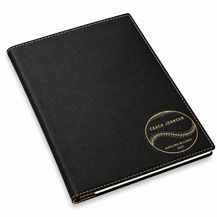 Baseball Coach's Personalized Black Leatherette Portfolio