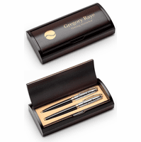 Baseball Themed Personalized Two Piece Pen Set with Wood Box